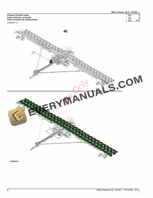 John Deere DB74 Planter (S.N. 115100- ) Parts Catalog PC13249 05SEP23 5 John Deere DB74 Planter (S.N. 115100- ) Parts Catalog PC13249 05SEP23-4