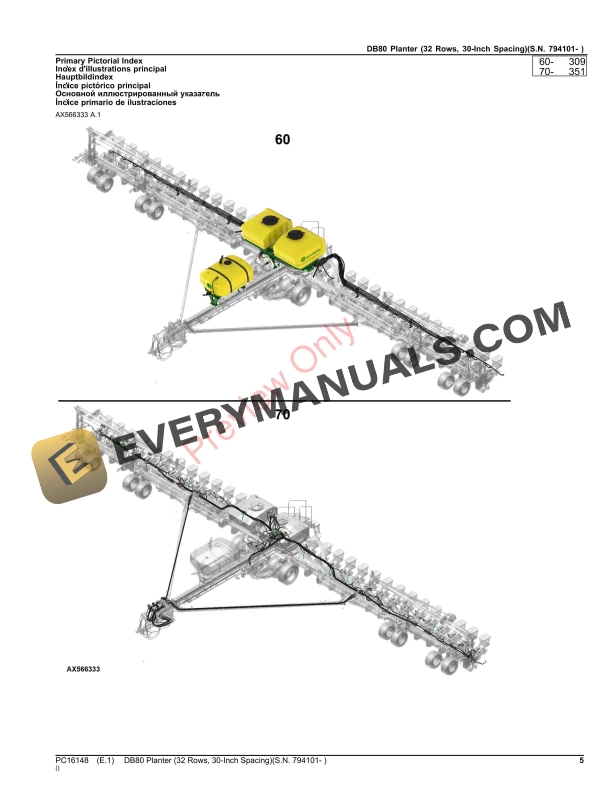John Deere DB80 Planter (32 Rows, 30-Inch Spacing)(S.N. 794101- ) Parts Catalog PC16148 19NOV23-5