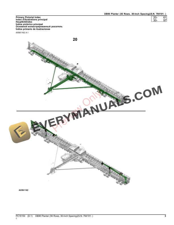 John Deere DB90 Planter (36 Rows, 30-Inch Spacing)(S.N. 794101- ) Parts Catalog PC16150 19NOV23-3