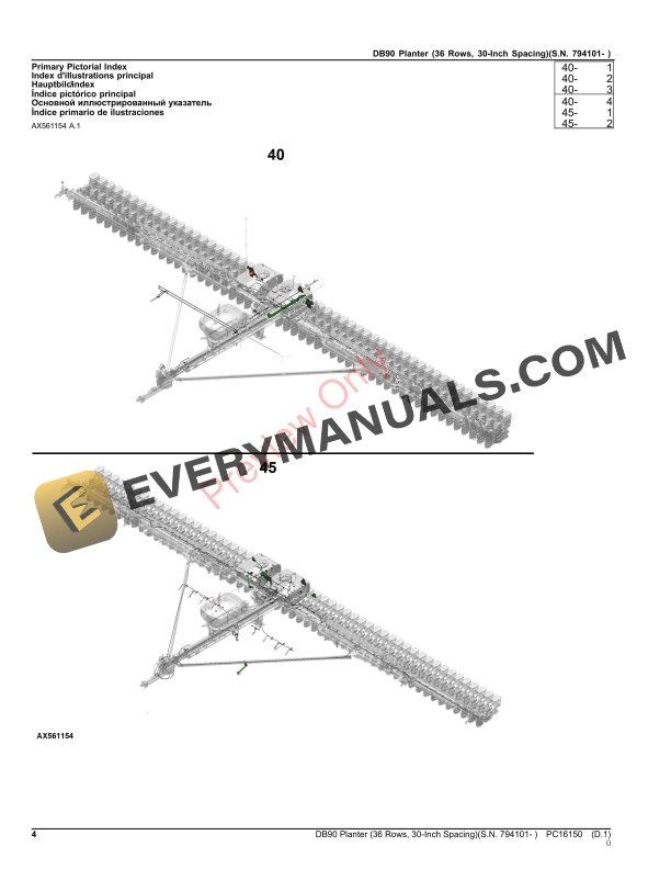 John Deere DB90 Planter (36 Rows, 30-Inch Spacing)(S.N. 794101- ) Parts Catalog PC16150 19NOV23-4