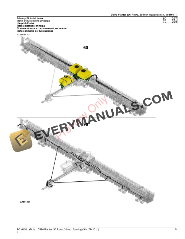 John Deere DB90 Planter (36 Rows, 30-Inch Spacing)(S.N. 794101- ) Parts Catalog PC16150 19NOV23-5