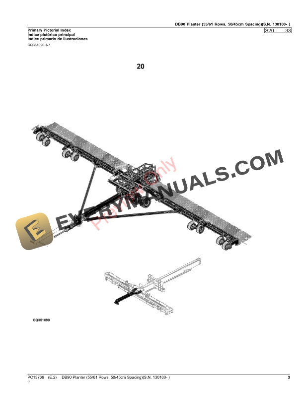 John Deere DB90 Planter (5561 Rows, 5045cm Spacing)(S.N. 130100- ) Parts Catalog PC13766 05NOV23 4 John Deere DB90 Planter (5561 Rows, 5045cm Spacing)(S.N. 130100- ) Parts Catalog PC13766 05NOV23-3