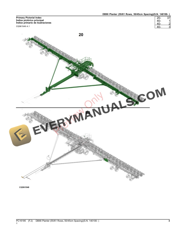 John Deere DB90 Planter (5561 Rows, 5045cm Spacing)(S.N. 140100- ) Parts Catalog PC16195 30SEP23-3