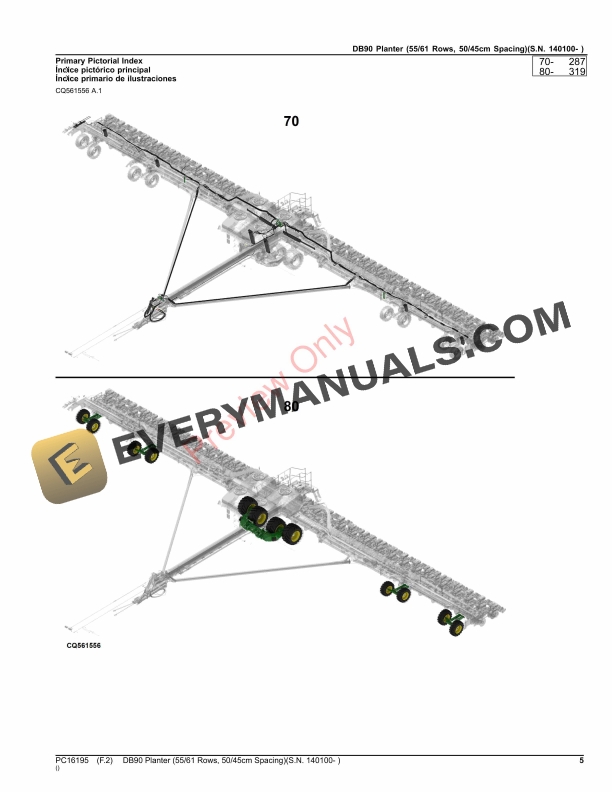John Deere DB90 Planter (5561 Rows, 5045cm Spacing)(S.N. 140100- ) Parts Catalog PC16195 30SEP23-5
