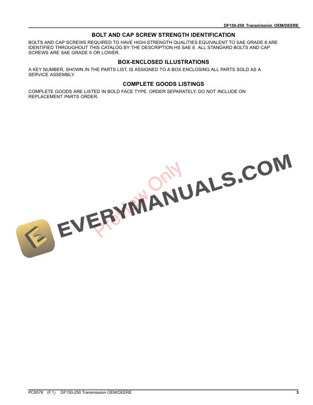 John Deere DF150 AND DF250 TRANSMISSION OEMDEERE Parts Catalog PC9578 08AUG23-3