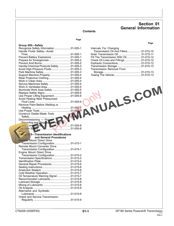 John Deere DF180 Series Powershift Transmission Component Technical Manual CTM308 03SEP20 5