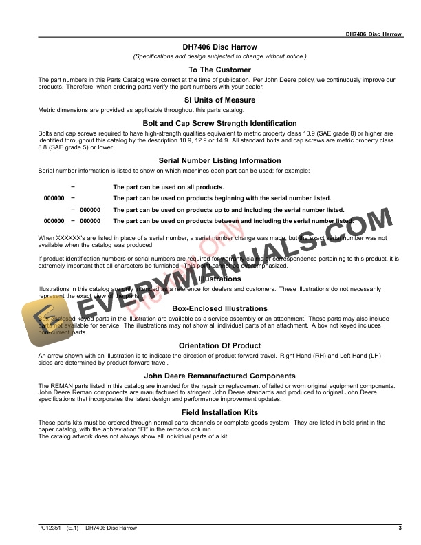 John Deere DH7406 Disc Harrow Parts Catalog PC12351 30DEC21 4 John Deere DH7406 Disc Harrow Parts Catalog PC12351 30DEC21-3