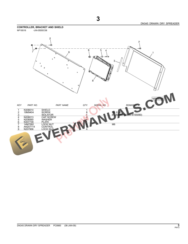 John Deere DN345 Drawn Dry Spreader Parts Catalog PC9985 09JUN11-5