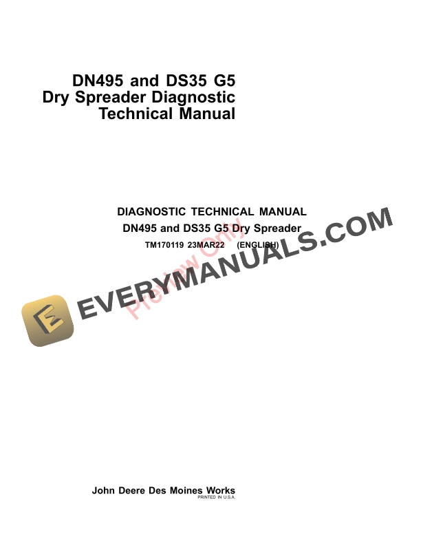 John Deere DN495 and DS35 G5 Dry Spreader Diagnostic Technical Manual TM170119 23MAR22-1