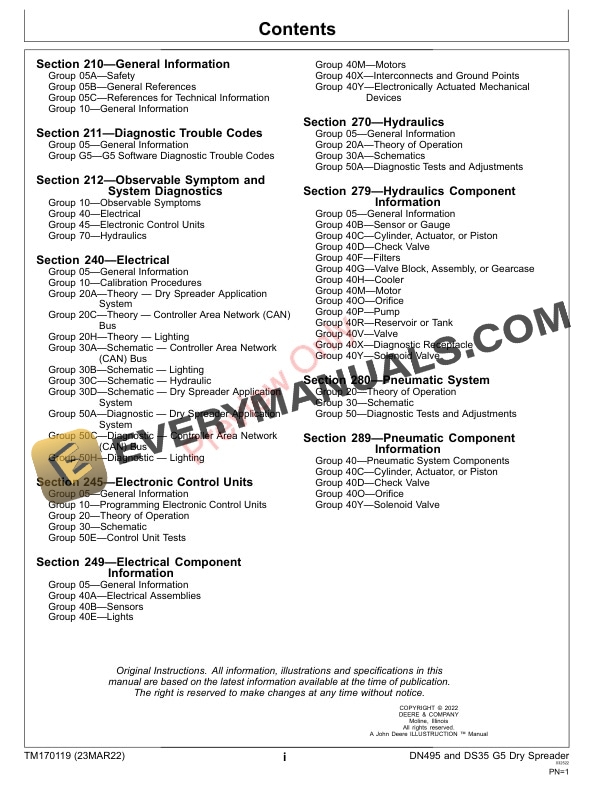 John Deere DN495 and DS35 G5 Dry Spreader Diagnostic Technical Manual TM170119 23MAR22 3