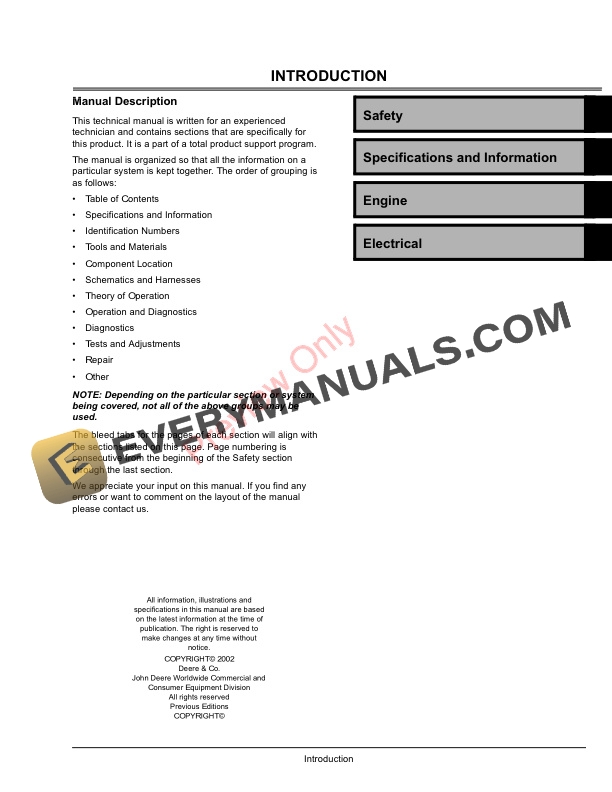 John Deere DP6000 Generator Technical Manual TM2071 01OCT02 3