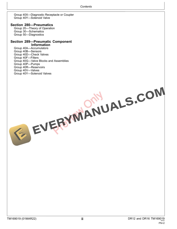 John Deere DR 12 and DR 16 Deere Orthman Planters Diagnostic Technical Manual TM169019 01MAR22 4