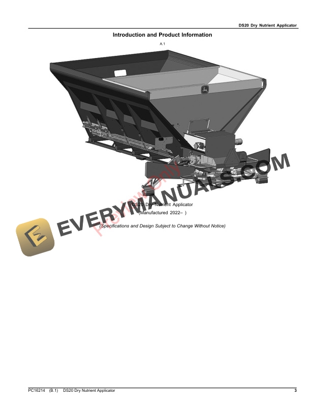 John Deere DS20 Dry Nutrient Applicator Parts Catalog PC16214 18JAN23-3