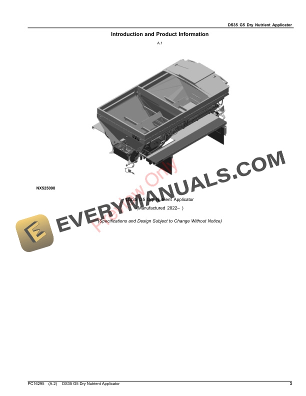 John Deere DS35 G5 Dry Nutrient Applicator Parts Catalog PC16295 31OCT23-3