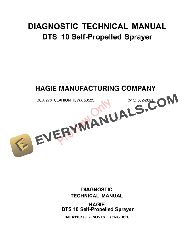 John Deere DTS10 Self-Propelled Sprayer Diagnostic Technical Manual TMFA110719 20NOV18-1