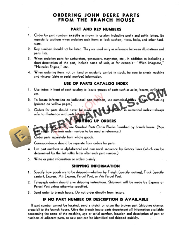 John Deere Dain Stackers Parts Catalog PC167 01APR51-3