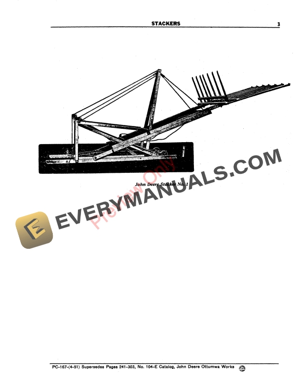 John Deere Dain Stackers Parts Catalog PC167 01APR51-5
