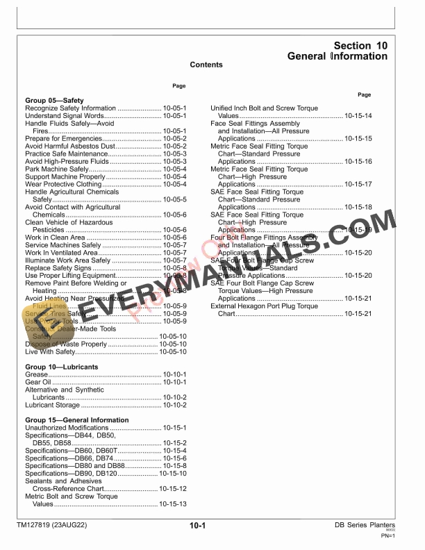 John Deere Deere Bauer Series Planter Repair Technical Manual TM127819 23AUG22 5