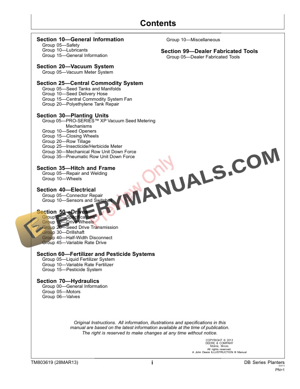 John Deere Deere Bauer Series Planters Horizontina Technical Manual TM803619 28MAR13 3