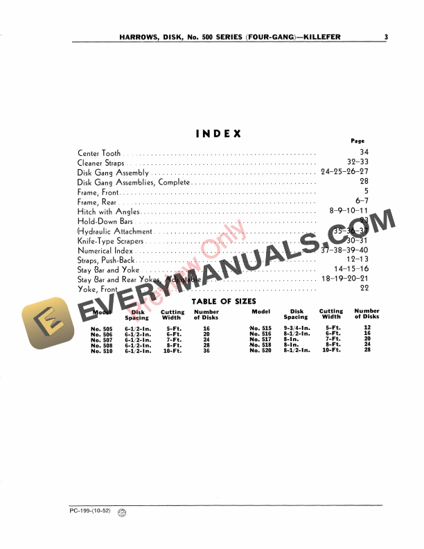 John Deere Disk Harrows - Killefer 500 Series (Four-Gang) Parts Catalog PC199 01AUG51 7 John Deere Disk Harrows – Killefer 500 Series (Four-Gang) Parts Catalog PC199 01AUG51-5