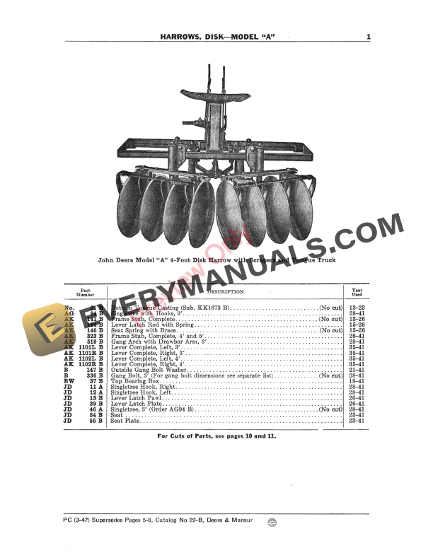 John Deere Disk Harrows and Attachments Parts Catalog PCB23 01APR54-5