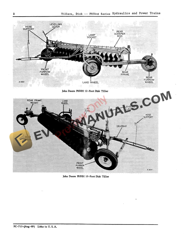 John Deere Disk Tillers – F850H Series Parts Catalog PC713 01AUG69-4