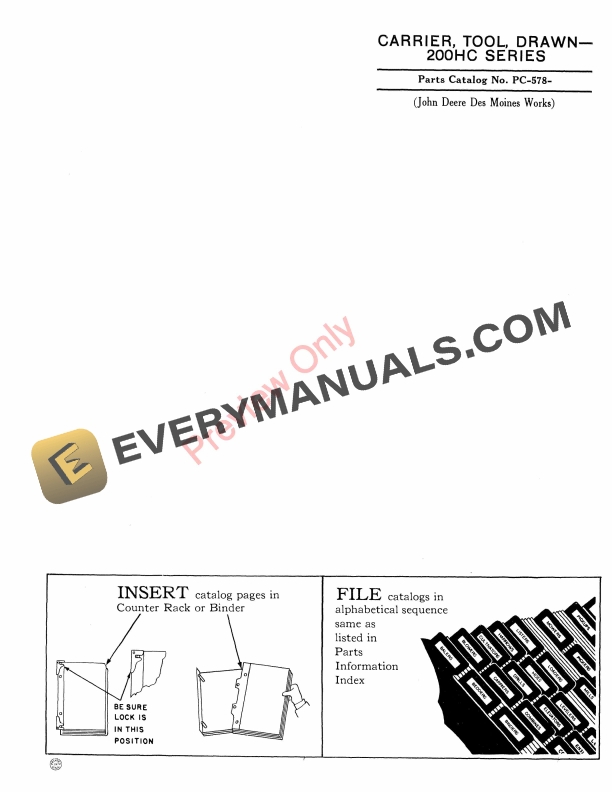 John Deere Drawn Tool Carrier – 200HC Series Parts Catalog PC578 01SEP58-1