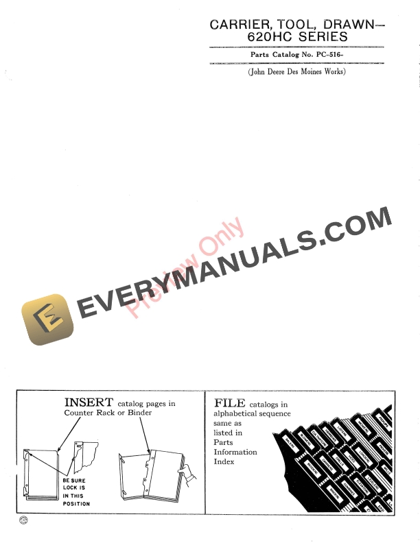 John Deere Drawn Tool Carrier – 620HC Series Parts Catalog PC516 01DEC56-1