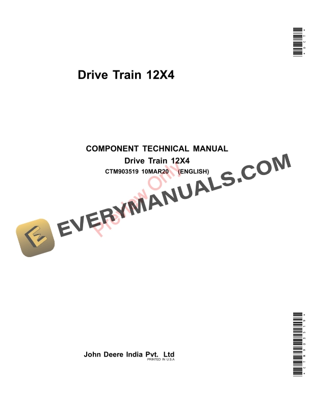 John Deere Drive Train 12X4 Component Technical Manual CTM903519 10MAR20-1