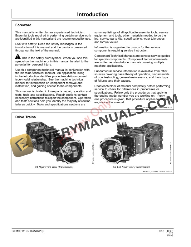 John Deere Drive Train 9X3 (TSS) Component Technical Manual CTM901119 16MAR20 PDF 5 John Deere Drive Train 9X3 TSS Component Technical Manual CTM901119 16MAR20 2