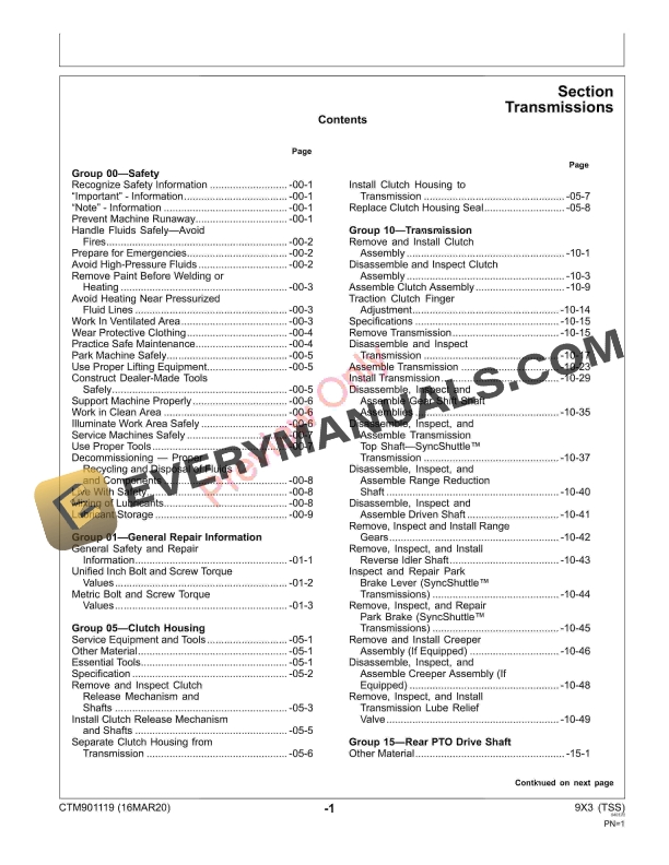 John Deere Drive Train 9X3 (TSS) Component Technical Manual CTM901119 16MAR20 PDF 7 John Deere Drive Train 9X3 TSS Component Technical Manual CTM901119 16MAR20 5