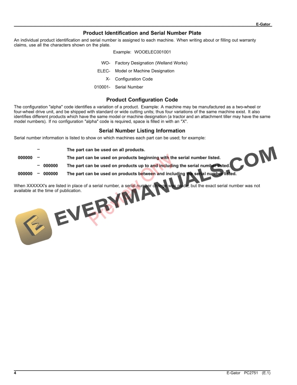 John Deere E-GATOR Parts Catalog PC2751 24AUG23-4