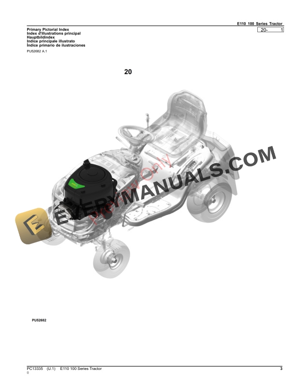 John Deere E110 100 Series Tractor Parts Catalog PC13335 10SEP23-3