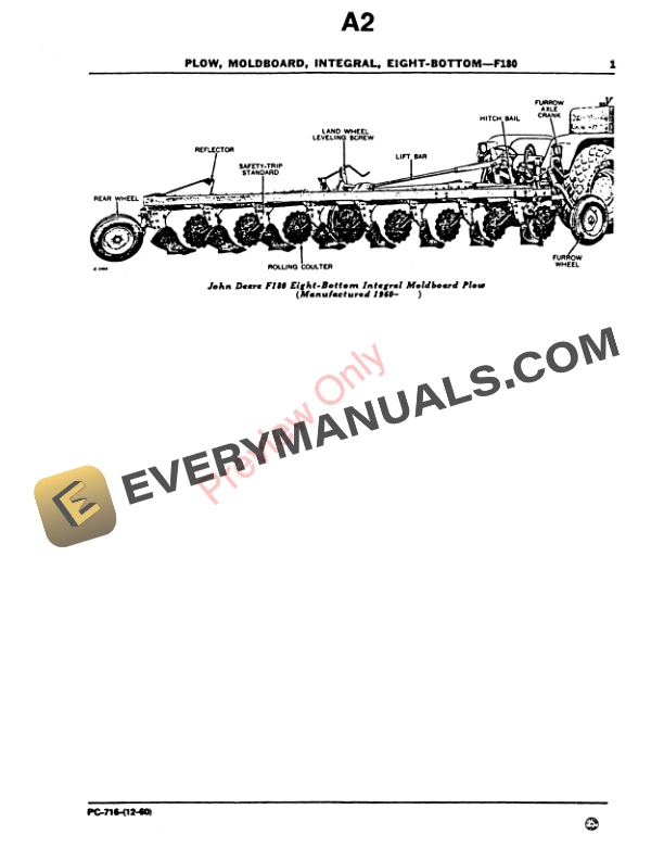 John Deere Eight-Bottom F180 Moldboard Integral Plow Parts Catalog PC716 01DEC60 PDF 10 John Deere Eight-Bottom F180 Moldboard Integral Plow Parts Catalog PC716 01DEC60-3