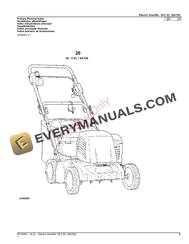 John Deere Electric Scarifier, 35-V EL (SA726) Parts Catalog PC14091 20JAN17-3