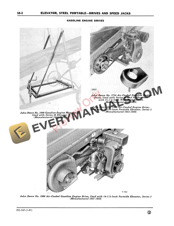John Deere Elevator Steel Portable Drives and Speed Jacks Parts Catalog PC107 01JAN61 4