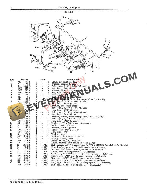 John Deere Endgate Seeder Parts Catalog PC526 01MAY63-4
