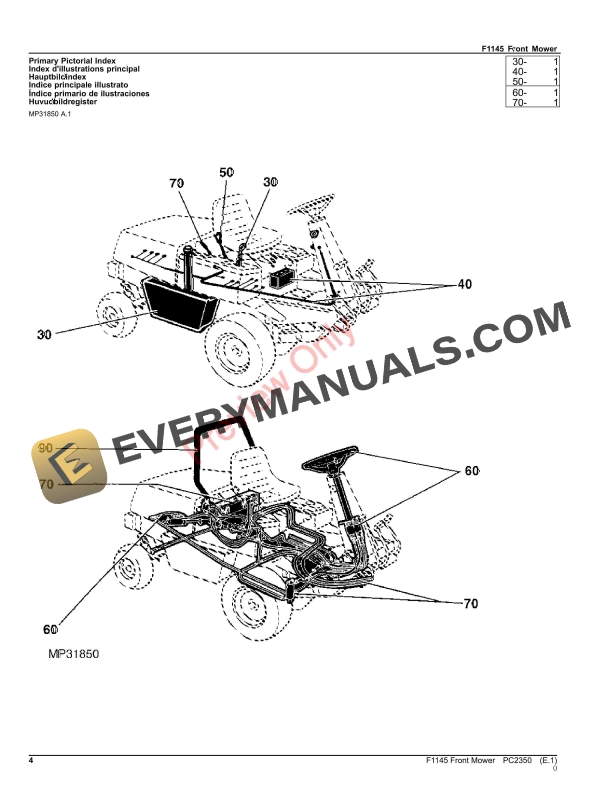 John Deere F1145 Front Mower Parts Catalog PC2350 17FEB23-4