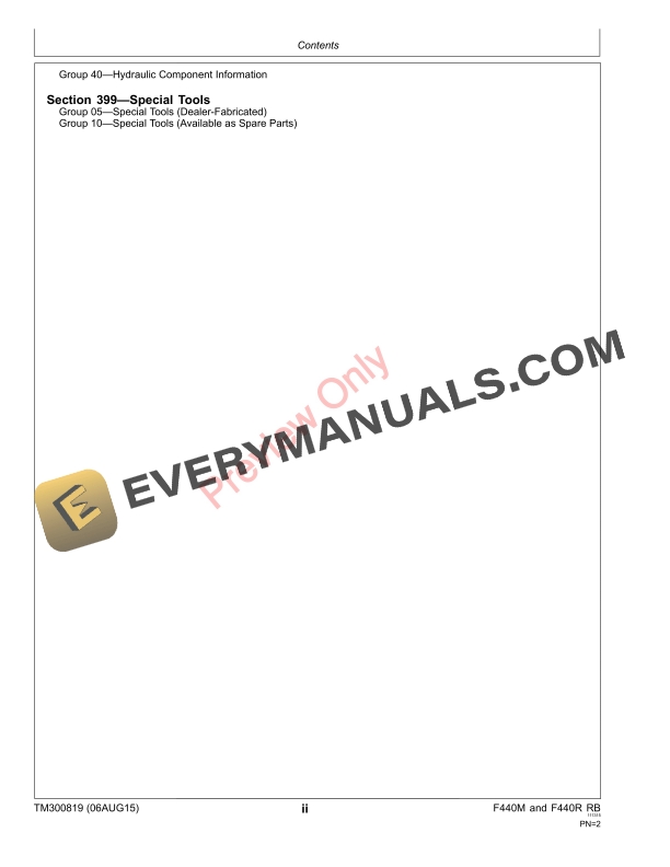 John Deere F440M and F440R Round Balerss Technical Manual TM300819 06AUG2015 4