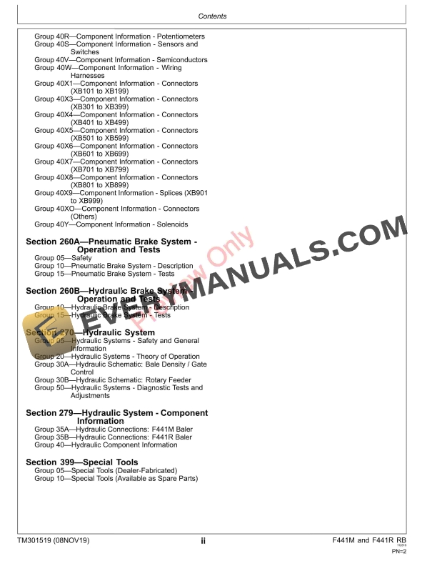 John Deere F441M and F441R Round Balers Technical Manual TM301519 08NOV19 4