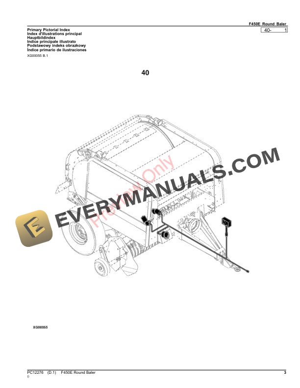 John Deere F450E Round Baler Parts Catalog PC12276 20SEP21-3