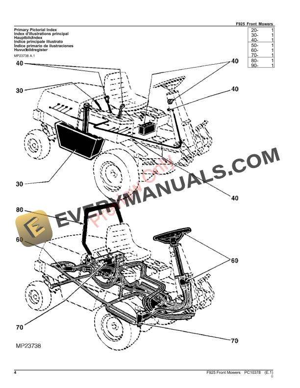 John Deere F925 FRONT MOWERS Parts Catalog PC10378 24SEP23 5 John Deere F925 FRONT MOWERS Parts Catalog PC10378 24SEP23 4