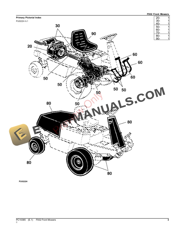 John Deere F932 Front Mowers Parts Catalog PC10385 03OCT23 3