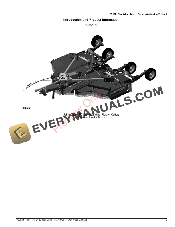 John Deere FC12E Flex Wing Rotary Cutter Parts Catalog PC6214 30SEP23-5