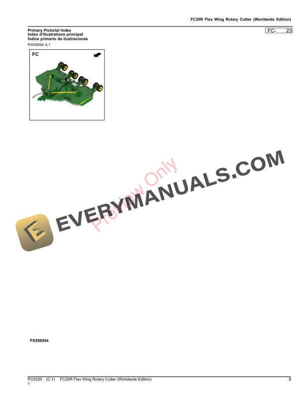John Deere FC20R Flex Wing Rotary Cutter Parts Catalog PC6220 29JUN23-3