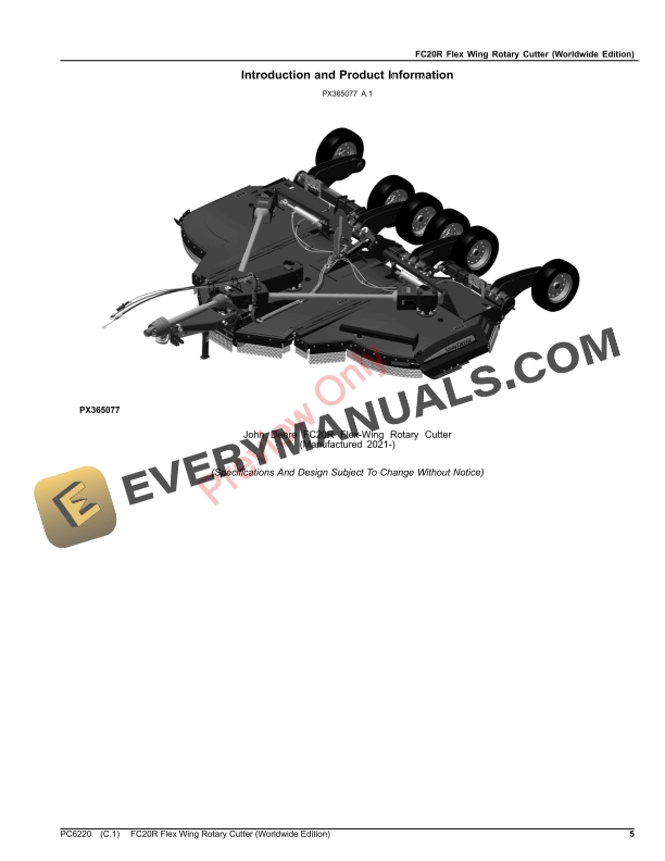 John Deere FC20R Flex Wing Rotary Cutter Parts Catalog PC6220 29JUN23-5