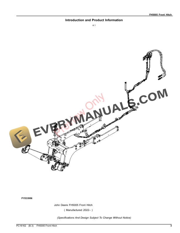 John Deere FH5005 Front Hitch Parts Catalog PC16162 17APR22-3