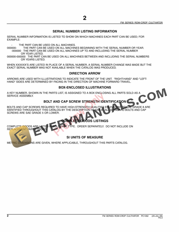 John Deere FM Series Row-Crop Cultivator Parts Catalog PC1352 01APR08-4