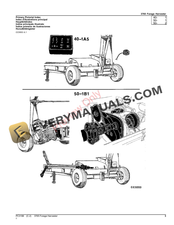 John Deere FORAGE HARVESTER 3765 Parts Catalog PC3188 20SEP21-3