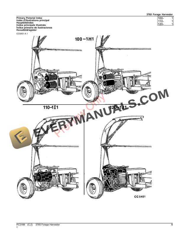 John Deere FORAGE HARVESTER 3765 Parts Catalog PC3188 20SEP21-5